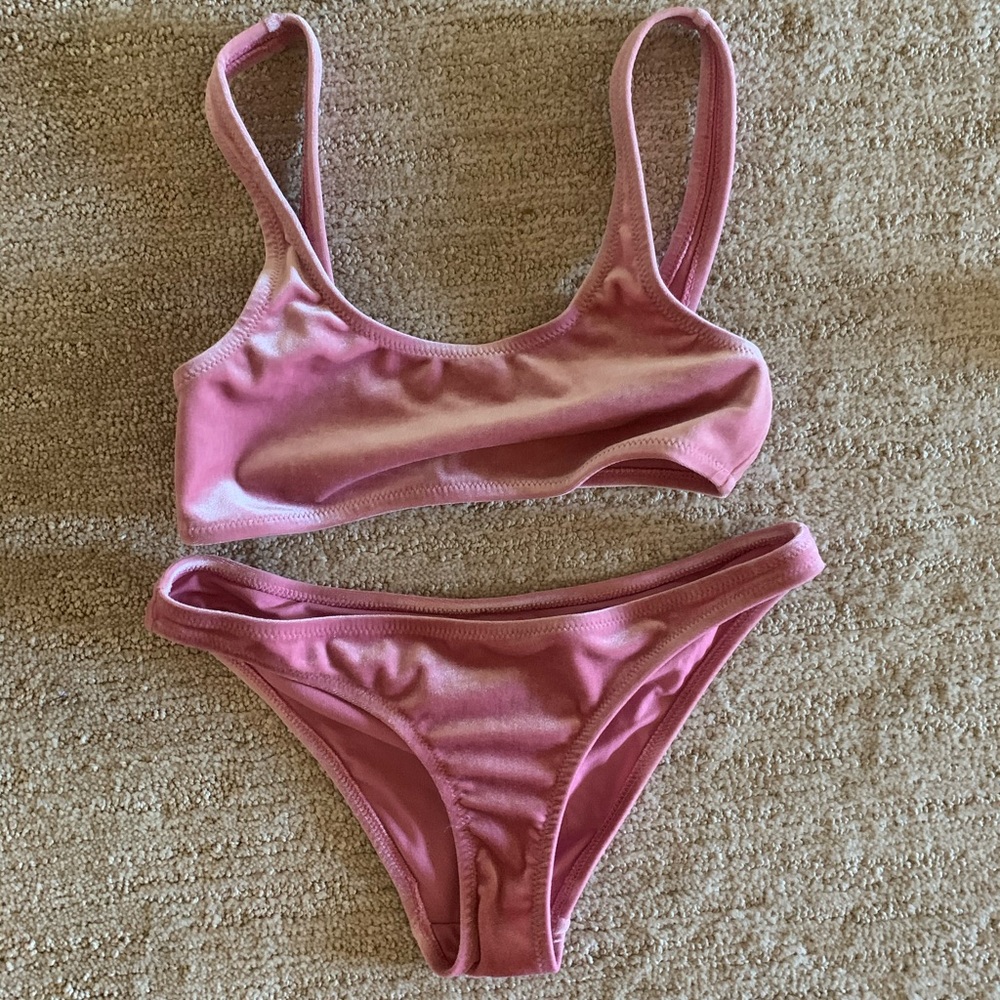 Pink velvet bikini